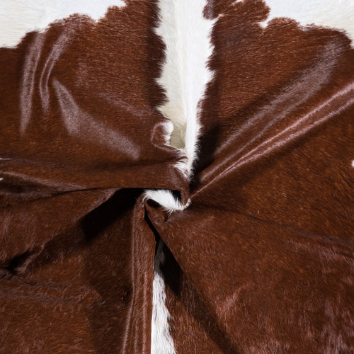 Brazilian Brown and White Cowhide Rug Size 7'7" L x 7'3" W 4550