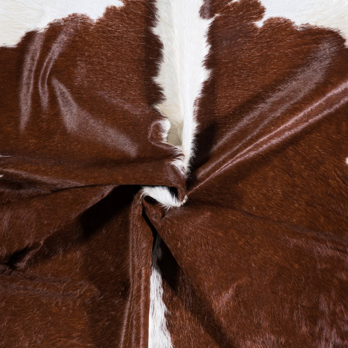 Brazilian Brown and White Cowhide Rug Size 7'7" L x 7'3" W 4550