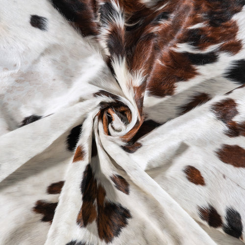 White Tricolor Cowhide Rug Size 7'6" L x 6'8" W 6230