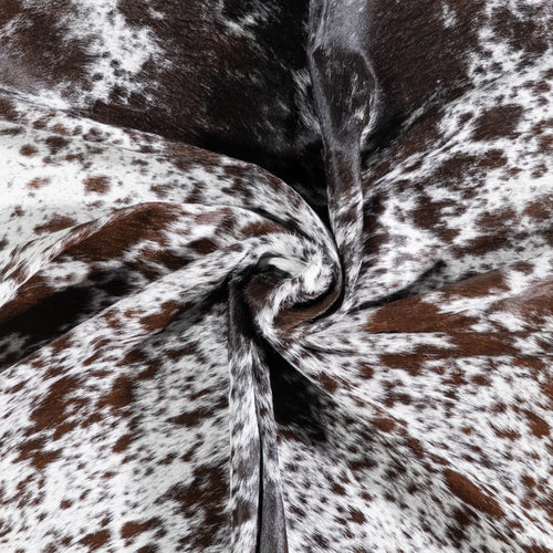 Brazilian Chocolate and White Cowhide Rug Size 7'0" L x 7.0" W 5862
