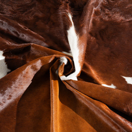 Brown and White Cowhide Rug Size 7'11" L x 6'9" W 6428