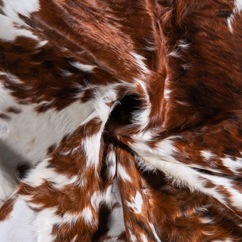 Vintage Tricolor Cowhide Rug Size 7'2" L x 6'9" W 6366