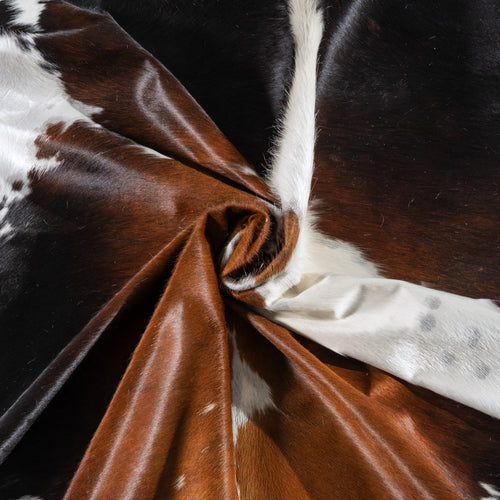 Chocolate and White Cowhide Rug Size 7'2" L x 6'3" W 6233