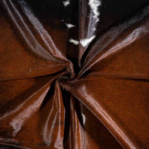 Brazilian Chocolate and White Cowhide Rug Size 7'2" L x 6'8" W 5164