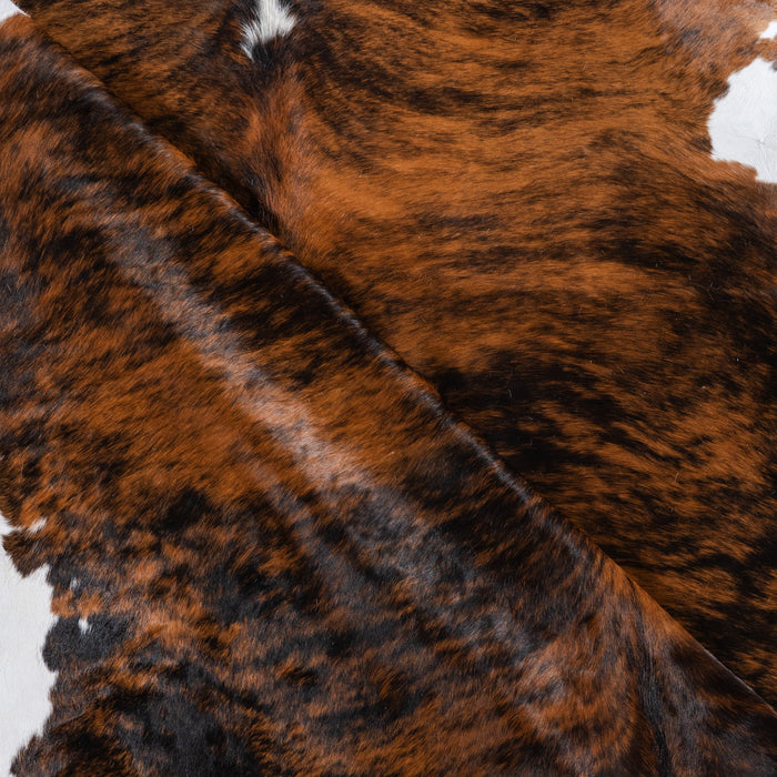 Brindle White Belly Cowhide Rug Size 7'0" L x 6'11" W 6234