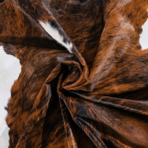 Brindle White Belly Cowhide Rug Size 7'0" L x 6'11" W 6234