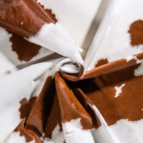 Vintage Brown and White Cowhide Rug Size 7'10" L x 6'8" W 6369