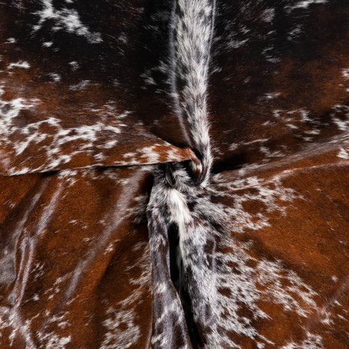Brazilian Chocolate and White Cowhide Rug Size 6'11" L x 6'1" W 5167