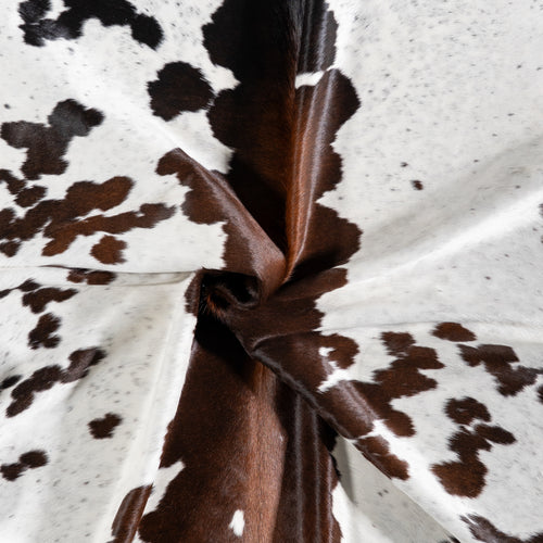 Brazilian Chocolate and White Cowhide Rug Size 8'0" L x 7'2" W 5168