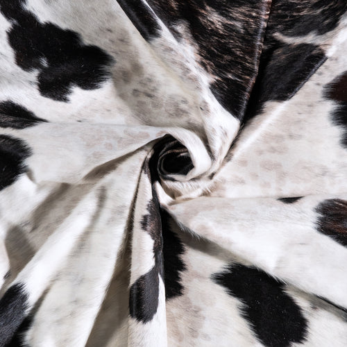 Vintage White Tricolor Cowhide Rug Size 8'3" L x 6'11" W 6372