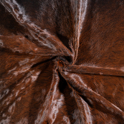 Brazilian Chocolate and White Cowhide Rug Size 7'2" L x 6'6" W 5169