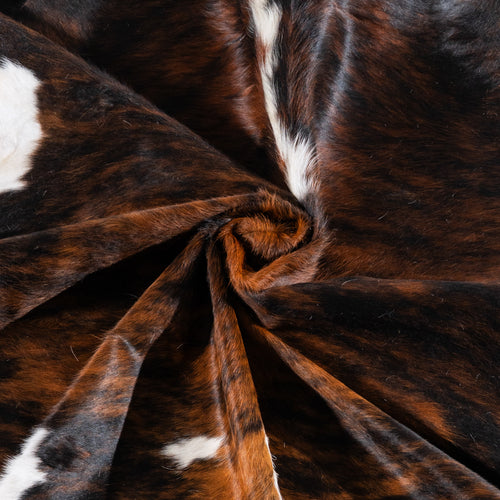 Tricolor Brindle Mix Cowhide Rug Size 7'1" L x 6'11" W 6236