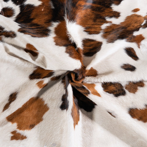 Vintage White Tricolor Cowhide Rug Size 7'6" L x 6'4" W 5572