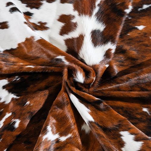White Tricolor Cowhide Rug Size 8'2" L x 7'3" W 5036
