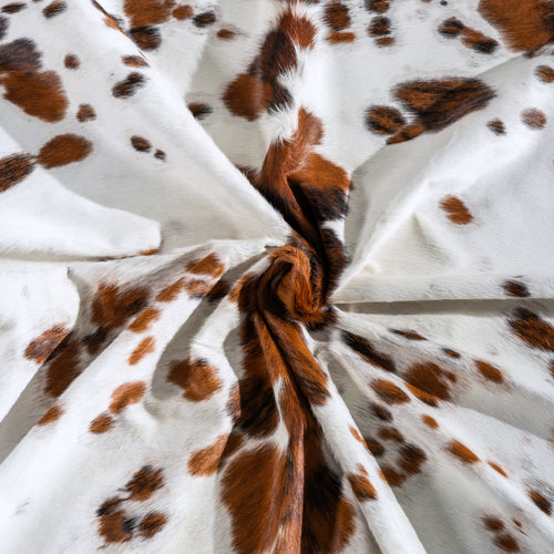 White Tricolor Cowhide Rug Size 7'0" L x 6'2" W 4029