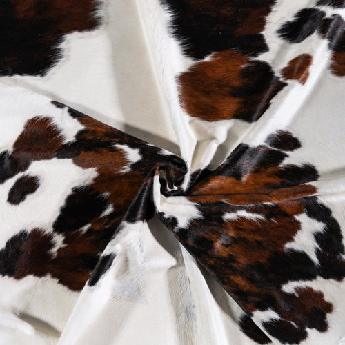 Vintage White Tricolor Cowhide Rug Size 7'4" L x 6'9" W 4347