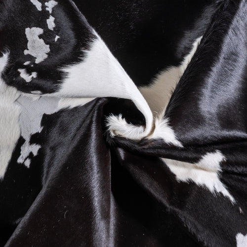 Vintage Black and White Cowhide Rug Size 7'5" L x 6'8" W 6376