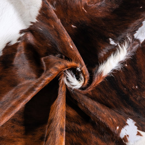 Vintage Brindle White Belly Cowhide Rug Size 7'0" L x 6'0" W 6377