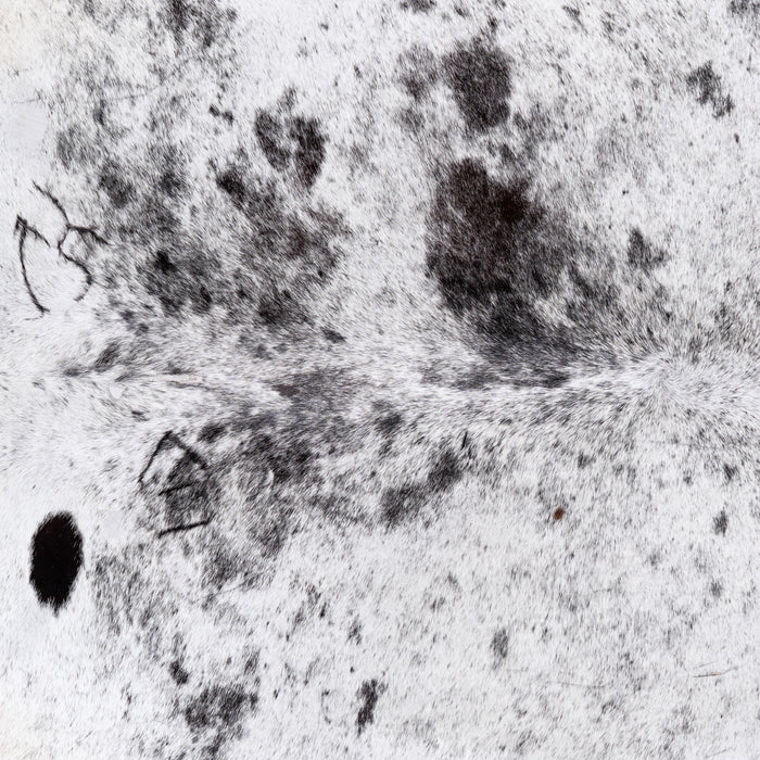 Vintage Black Salt and Pepper Cowhide Rug Size 6'11" L x 6'10" W 4349