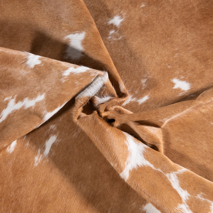 Brazilian Palomino and White Cowhide Rug Size 6'8" L x 6'6" W 3451