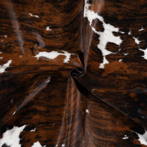 Vintage Tricolor Brindle Mix Cowhide Rug Size 7'4" L x 6'4" W 4350