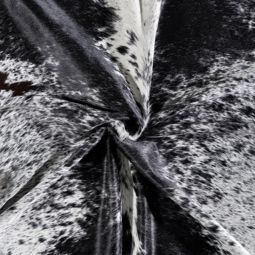 Brazilian Black Salt and Pepper Cowhide Rug Size 7'3" L x 6'10" W 5179