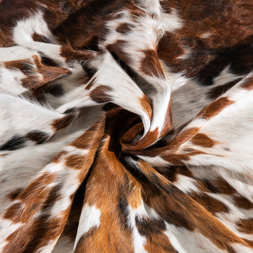 White Tricolor Cowhide Rug Size 7'7" L x 6'9" W 6438