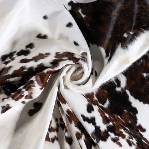 Vintage White Tricolor Cowhide Rug Size 8'0" L x 7'4" W 6381