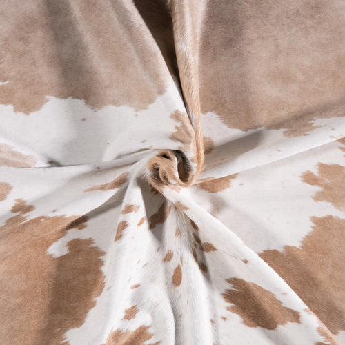 Brazilian Palomino and White Cowhide Rug Size 7'9" L x 6'11" W 3453