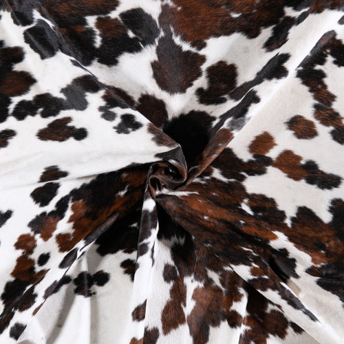 Vintage White Tricolor Cowhide Rug Size 7'7" L x 7'5" W 4352