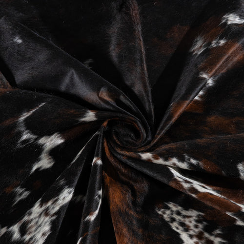 Dark Tricolor Cowhide Rug Size 8'3" L x 7'3" W 6242