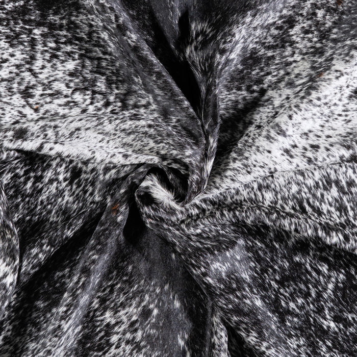 Brazilian Black Salt and Pepper Cowhide Rug Size 7'3" L x 6'2" W 6081