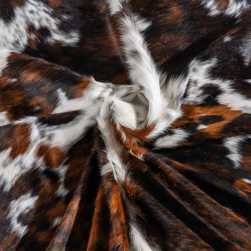 White Tricolor Cowhide Rug Size 7'7" L x 7'3" W 6440