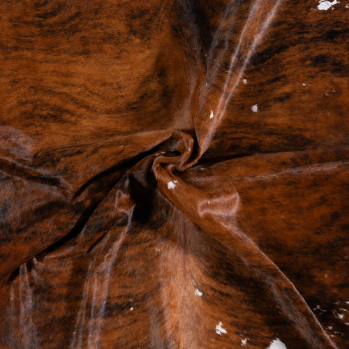 Vintage Brindle White Belly Cowhide Rug Size 7'6" L x 6'7" W 4355