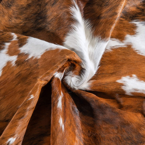 Tricolor Brindle Mix Cowhide Rug Size 7'2" L x 6'9" W 6441