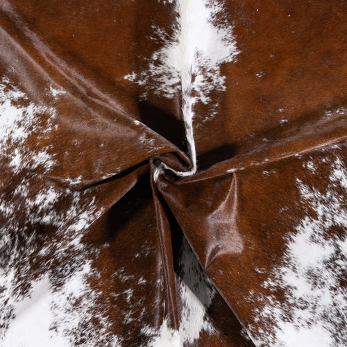 Vintage Brown and White Cowhide Rug Size 7'5" L x 6'11" W 4356