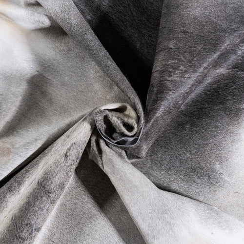 Vintage Grey Cowhide Rug Size 8'1" L x 7.6" W 6390