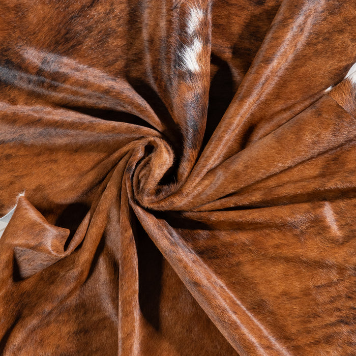 Brazilian Brindle White Belly Cowhide Rug Size 7'5" L x 6'9" W 5890