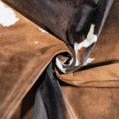 Brazilian Chocolate and White Cowhide Rug Size 7'4" L x 6'5" W 5891