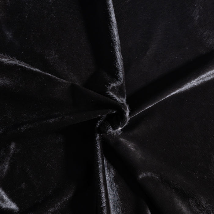 Brazilian Solid Black Cowhide Rug Size 7'2" L x 6'8" W 3646