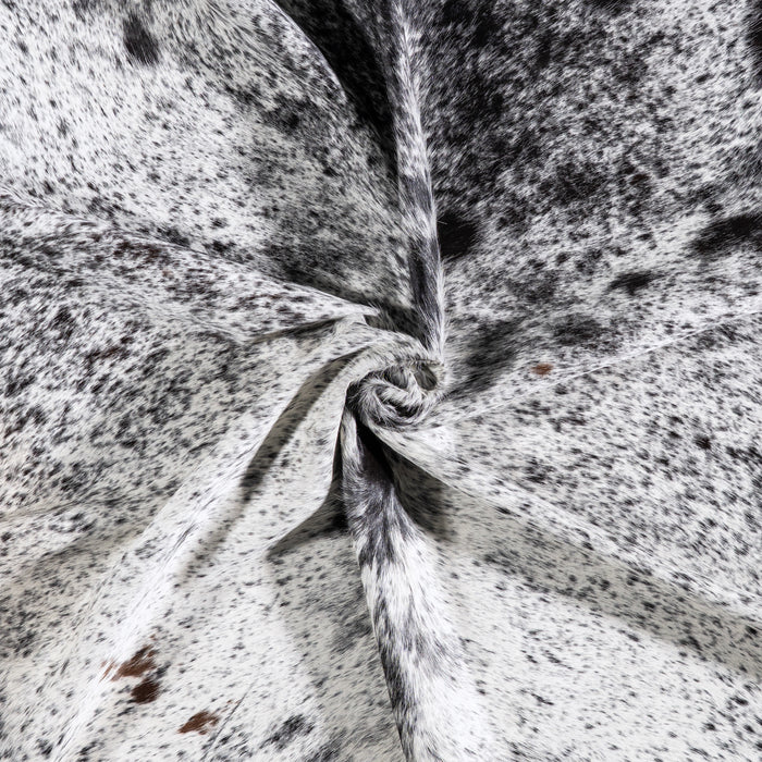 Brazilian Black Salt and Pepper Cowhide Rug Size 7'1" L x 6'10" W 6090