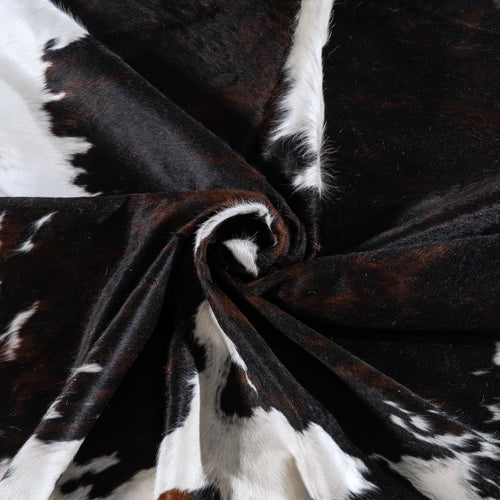 Dark Tricolor Cowhide Rug Size 8'8" L x 7'2" W 6247