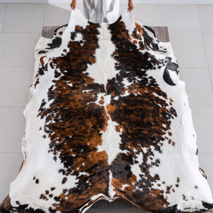 Tricolor Cowhide Rug Size 7'6" L x 7'5" W 6445
