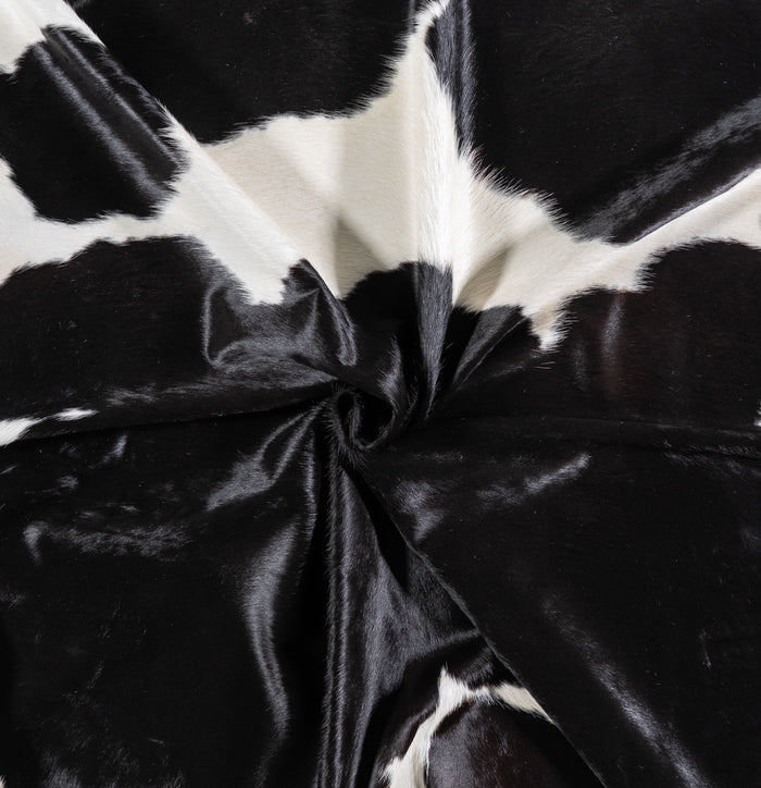 Brazilian Black and White Cowhide Rug Size 7'6" L x 7'0" W 4677