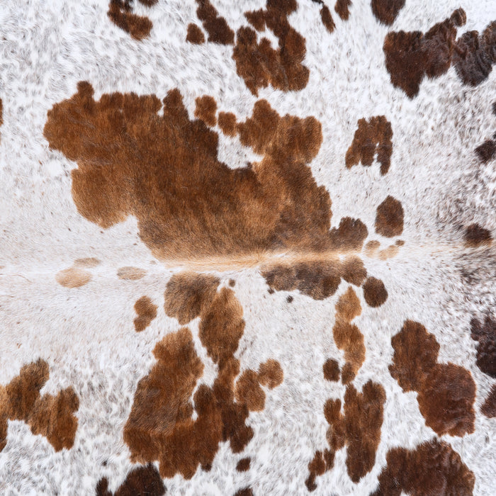Chocolate and White Cowhide Rug Size 6'11" L x 6'6" W 6248