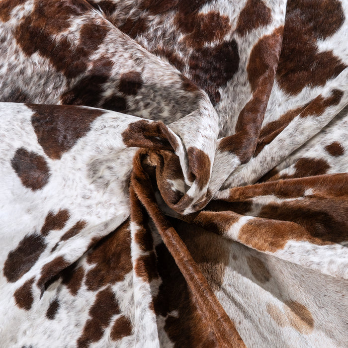 Chocolate and White Cowhide Rug Size 6'11" L x 6'6" W 6248