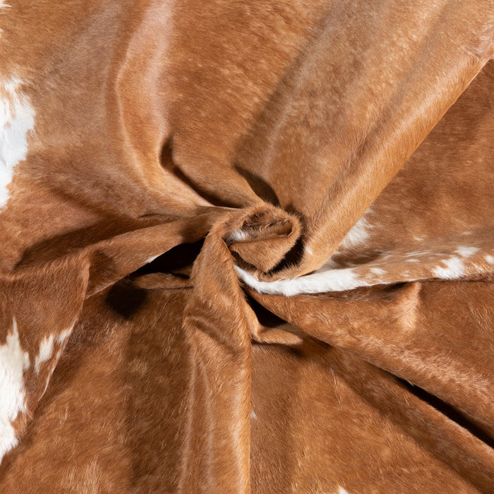 Brazilian Brown and White Cowhide Rug Size 7'1" L x 6'7" W 5894