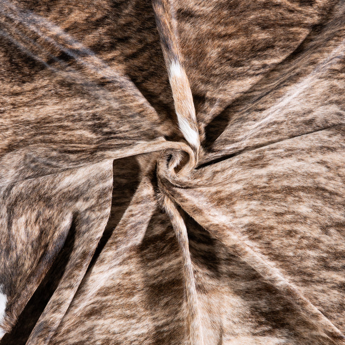 Brazilian Brindle White Belly Cowhide Rug Size 7'4" L x 6'8" W 5698