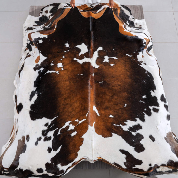 Chocolate and White Cowhide Rug Size 7'0" L x 8'2" W 6447