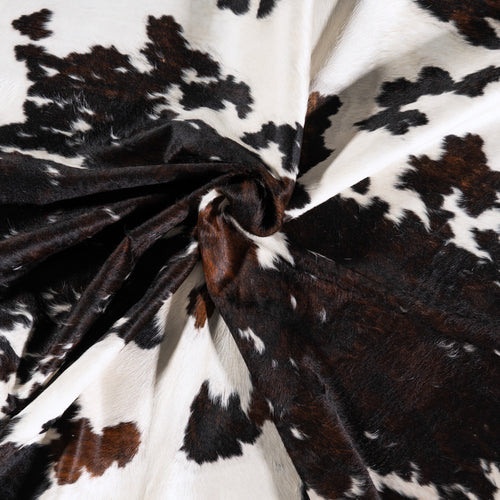 Vintage White Tricolor Cowhide Rug Size 8'1" L x 7'2" W 4362